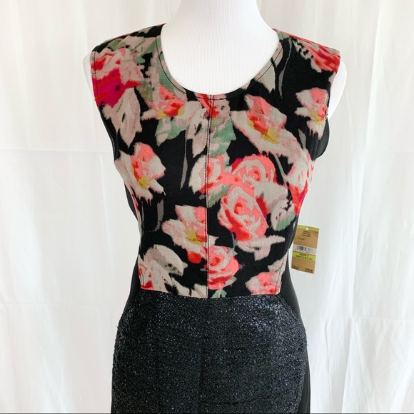 NWT! Rachel Roy Black Floral Sheath Dress - Picture 3 of 8